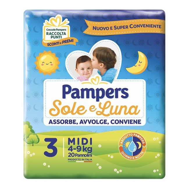 Pampers sole e luna Pannolino per bambino midi 20 pezzi