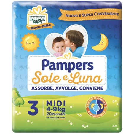 Pampers sole e luna Pannolino per bambino midi 20 pezzi