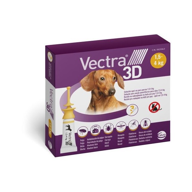 Ceva Vectra 3D soluzione spot-on per cani di 1,5-4 kg 3 pipette