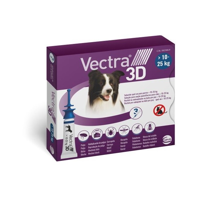 Ceva Vectra 3D soluzione spot-on per cani di 10-25 kg 3 pipette