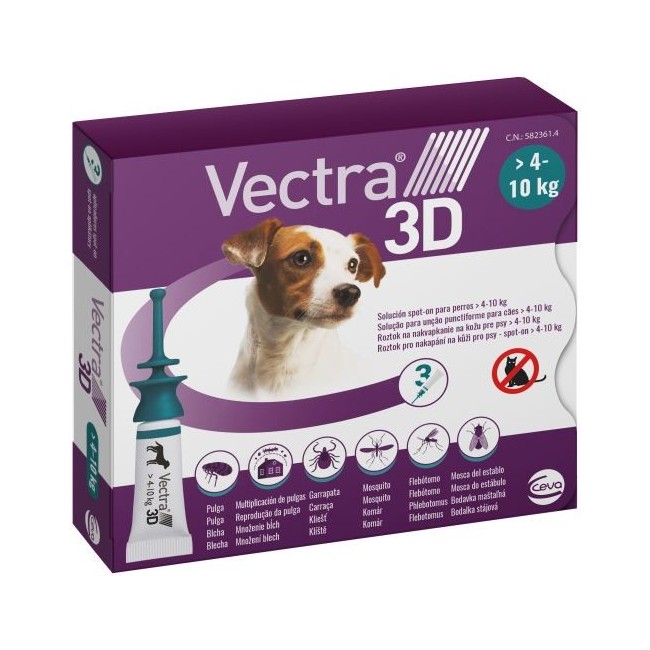 Vectra 3D soluzione spot-on 3 pipette tappo verde cani 4-10kg