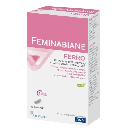 Biocure Feminabiane ferro 60 capsule per carenze nutrizionali di ferro