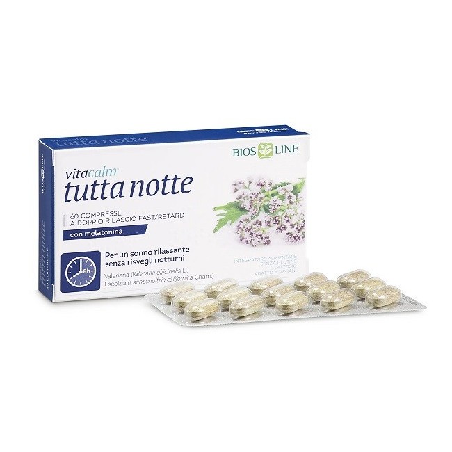 Biosline Vitacalm tutta notte con melatonina 60 compresse