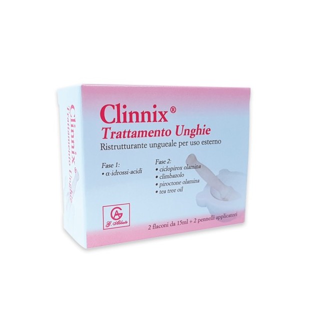 Clinnix trattamento unghie 2 flaconi 15 ml + 2 pennelli applicatori