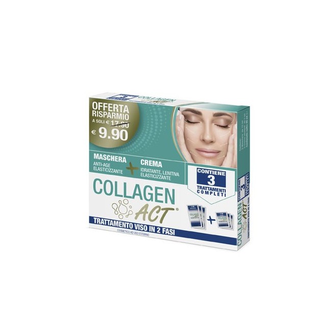 Collagen act trattamento viso 2 fasi maschera anti age  e crema