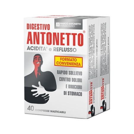 Digestivo antonetto acidità e reflusso bipacco da 40 compresse