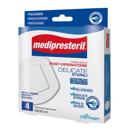 Medipresteril Cerotto Postoperatorio Delicato 10x10 Cm 4 Pezzi