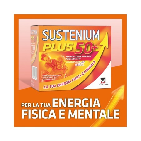 Sustenium Plus 50+ Integratore Per Energia Fisica e Mentale 16 Bustine