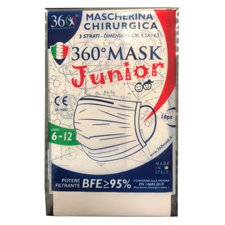 360° mask Mascherina Chirurgica Rosa Bambino 10 Pezzi