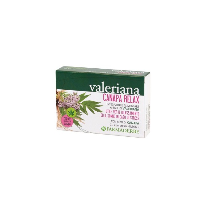 Farmaderbe Valeriana Canapa Relax 30 Compresse Divisibili