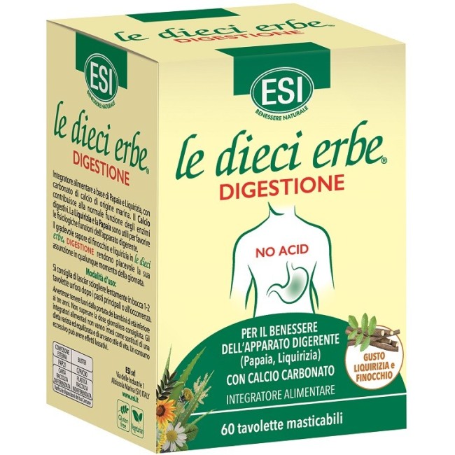 Esi Le Dieci Erbe Digestione No Acid Integratore 60 Tavolette