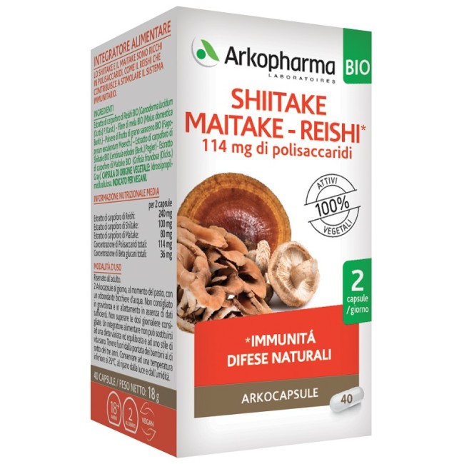 Arkofarma Arkocapsule Shiitake Maitake Reishi Bio 40 Capsule