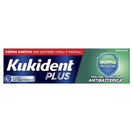 Kukident Plus Doppia Protezione Crema Adesiva Dentiere 40 G