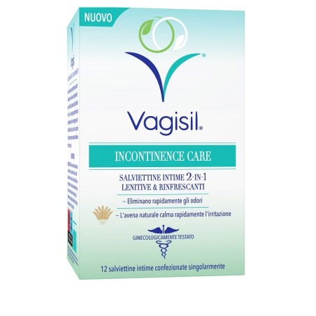 Vagisil Incontinence Care Salviettine Intime 2in1 12 Pezzi