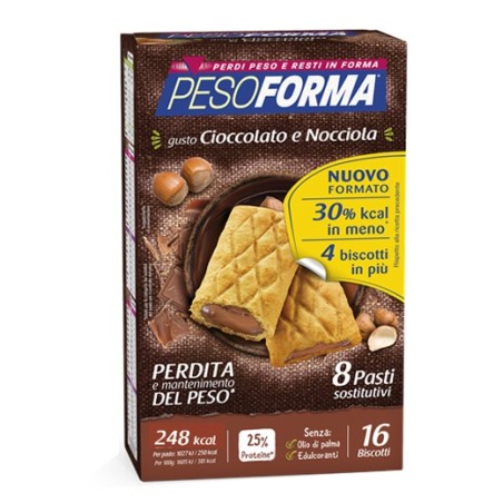 Pesoforma Biscotto Cioccolato Nocciola 16 Pezzi 33 G