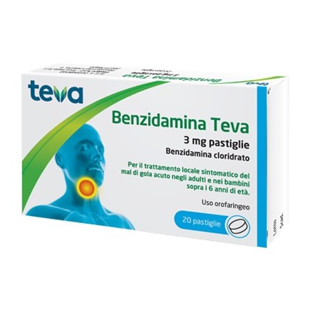 Teva benzidamina 20 pastiglie 3 mg antinfiammatorio del cavo orale