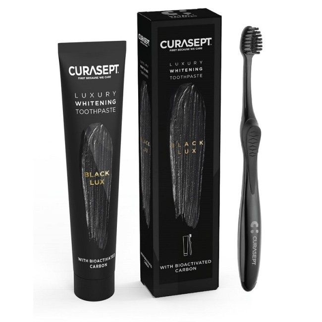 Curasept luxury whitening dentifricio  black lux + spazzolino