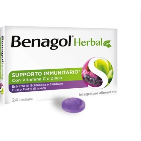 Benagol Herbal Frutti di Bosco Supporto Immunitario 24 pastiglie