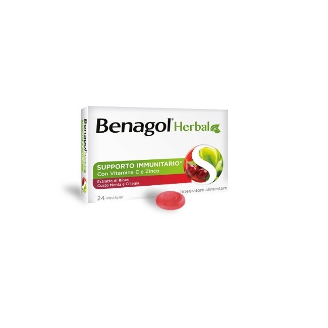 Benagol Herbal Menta e Ciliegia Supporto Immunitario 24 pastiglie