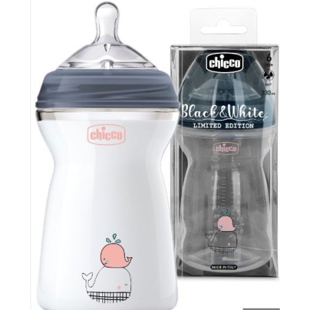 Chicco Natural Feeling biberon black & white 330 ml