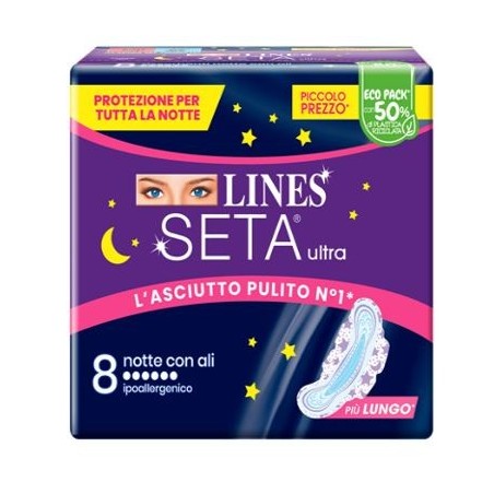 Fater Lines Seta Ultra Assorbenti Notte Dwct 8 Pezzi