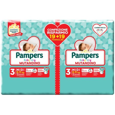 Fater Pampers Baby Dry Pannolino A Mutandina Duo Dwct Midi 38 Pezzi